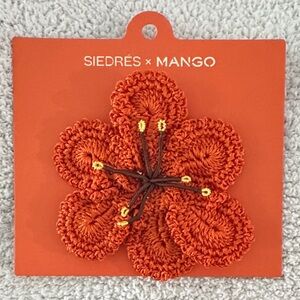 BRAND NEW Orange Crochet Flower Brooch